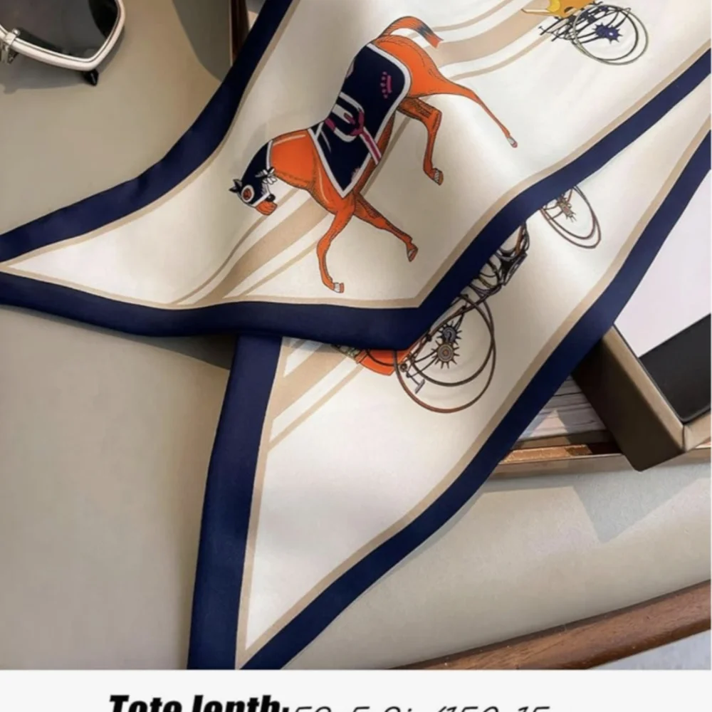 Silk Scarf with Equestrian Print NWT
